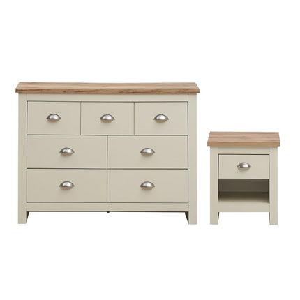 Lisbon - 2-Piece Set - 7 Drawer Chest & Bedside Table