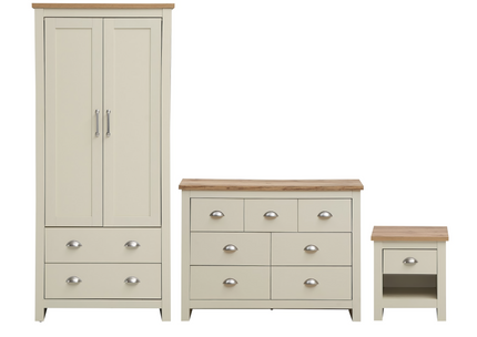 Lisbon - 3-Piece Set - 2 Door Wardrobe, 7 Drawer Chest & Bedside Table 
