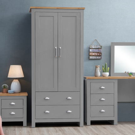 Lisbon - 3-Piece Set - 2 Door Wardrobe, 7 Drawer Chest & Bedside Table 