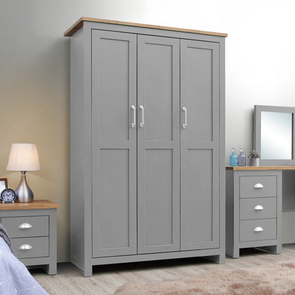Lisbon - 3-Piece Set - 3 Door Wardrobe, 7 Drawer Chest & Bedside Table 