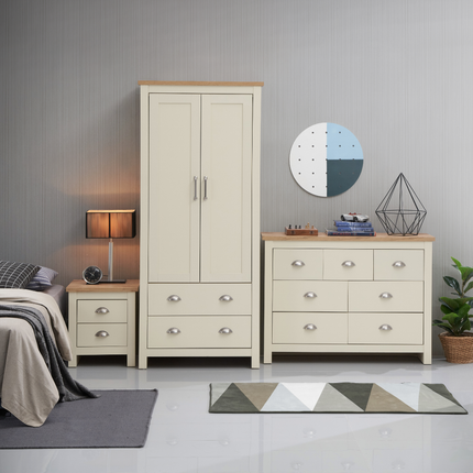 Lisbon - 3-Piece Set - Wardrobe, 7 Drawer Chest & 2 Drawer Bedside Table 