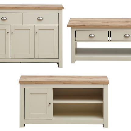 Lisbon - Set - 3 Door TV Unit, 2 Drawer Sideboard, Coffee Table 