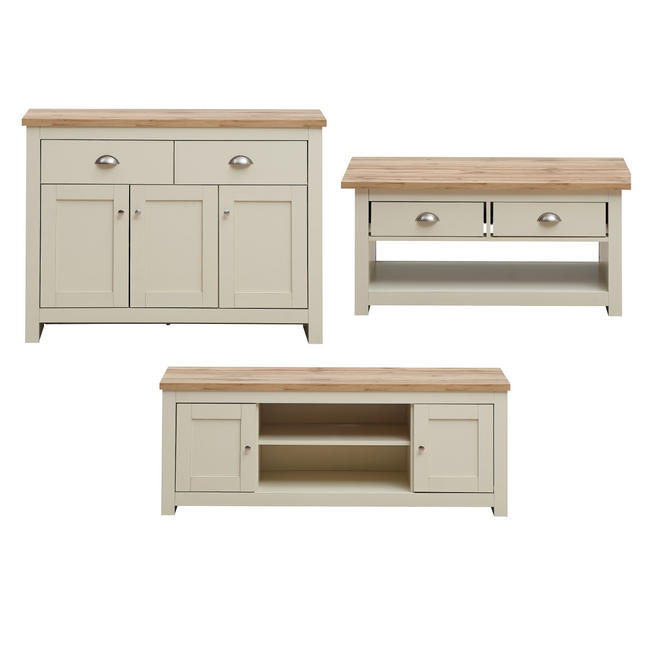 Lisbon - Set - 3 Door TV Unit, 3 Drawer Sideboard, Coffee Table 