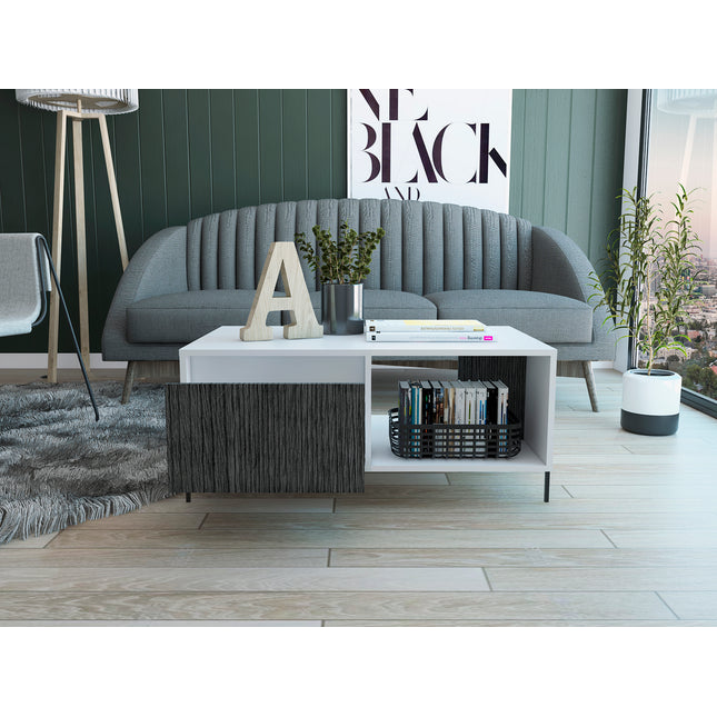 Modern Living - Coffee Table with Drawer - White and Carbon