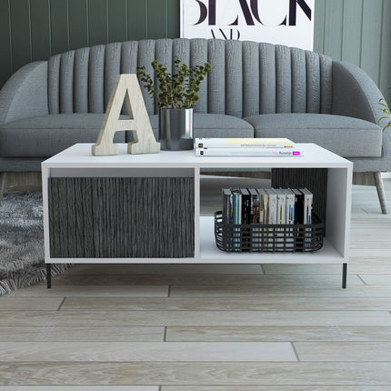Modern Living - Coffee Table with Drawer - White and Carbon