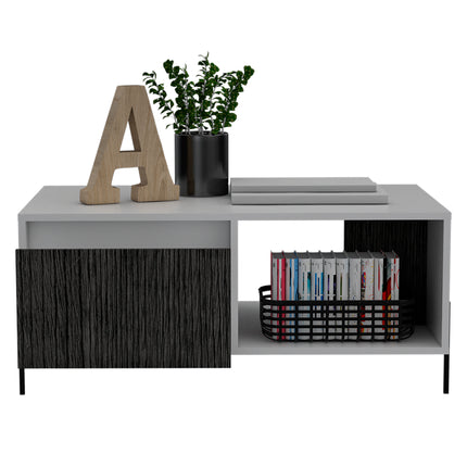 Modern Living - Coffee Table with Drawer - White and Carbon