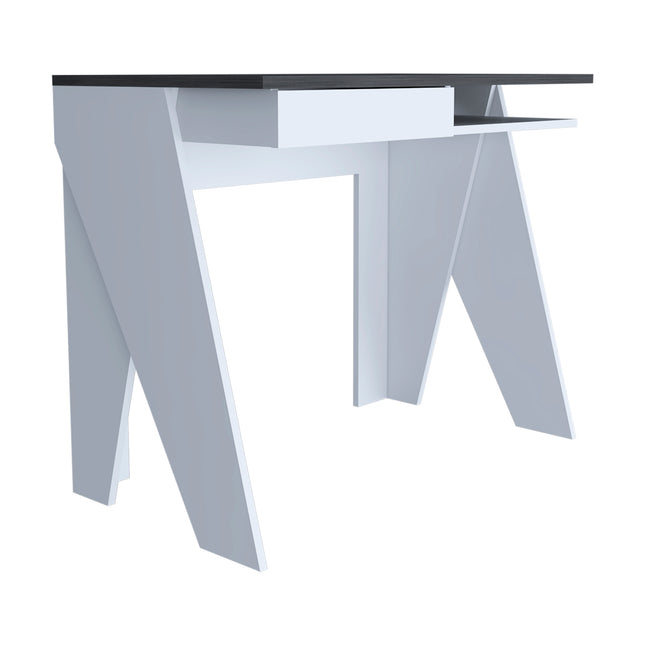 Modern Living - Compact Desk with Drawer - White and Carbon