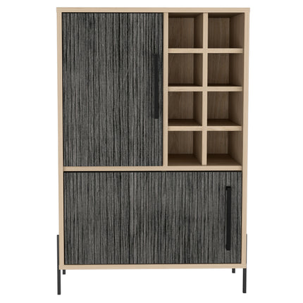 Modern Living - Compact Drinks Bar - Washed Oak and Carbon - Grey Finish