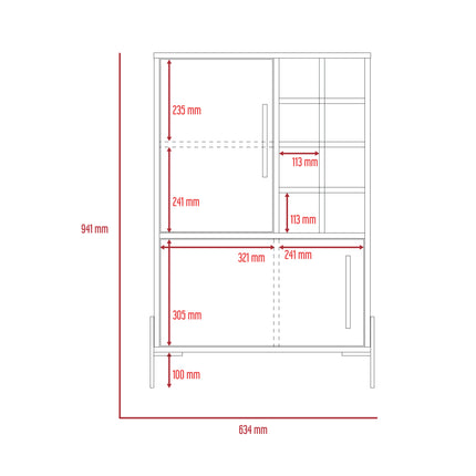 Modern Living - Compact Drinks Bar - Washed Oak and Carbon - Grey Finish