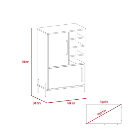 Modern Living - Compact Drinks Bar - Washed Oak and Carbon - Grey Finish