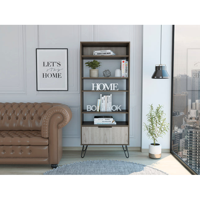 Modern Living - Display Bookcase - Door - Smoked Oak Effect