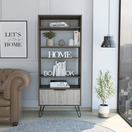 Modern Living - Display Bookcase - Door - Smoked Oak Effect
