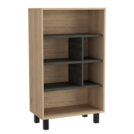 Modern Living - Display Bookcase - Washed Oak and Carbon - Grey Finish