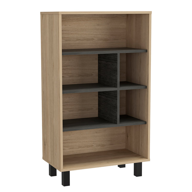 Modern Living - Display Bookcase - Washed Oak and Carbon - Grey Finish