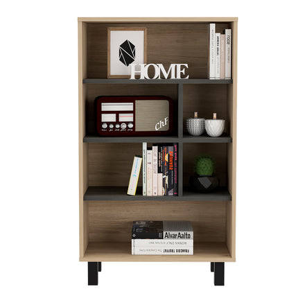 Modern Living - Display Bookcase - Washed Oak and Carbon - Grey Finish