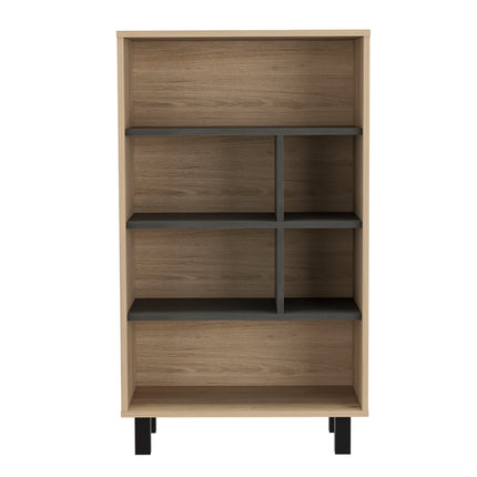 Modern Living - Display Bookcase - Washed Oak and Carbon - Grey Finish