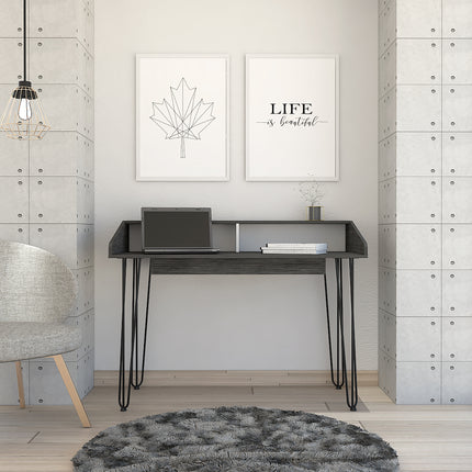Modern Living - Home Office Desk - White and Carbon - Grey Finish