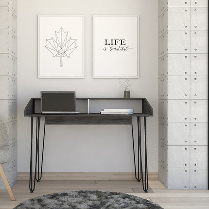 Modern Living - Home Office Desk - White and Carbon - Grey Finish