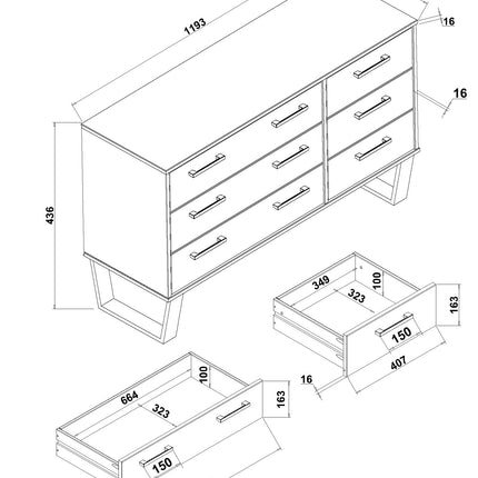 Modern Living - Industrial 6 Drawer Wide Chest