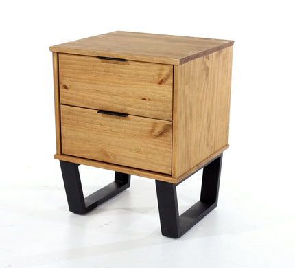 Modern Living - Industrial Look 2 Drawer Bedside Cabinet
