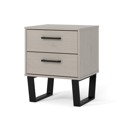 Modern Living - Industrial Look 2 Drawer Bedside Cabinet