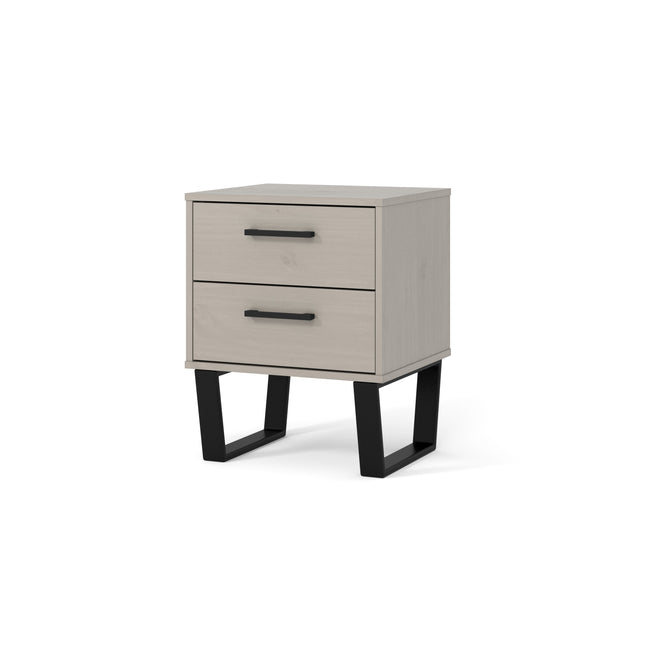 Modern Living - Industrial Look 2 Drawer Bedside Cabinet