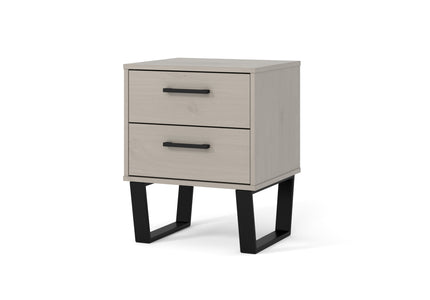 Modern Living - Industrial Look 2 Drawer Bedside Cabinet