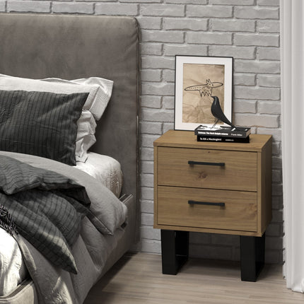 Modern Living - Industrial Look 2 Drawer Bedside Cabinet