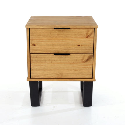 Modern Living - Industrial Look 2 Drawer Bedside Cabinet