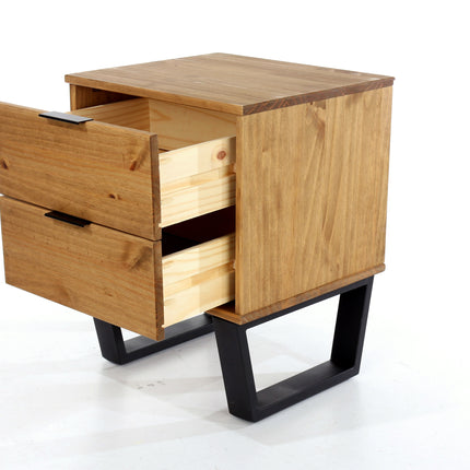 Modern Living - Industrial Look 2 Drawer Bedside Cabinet