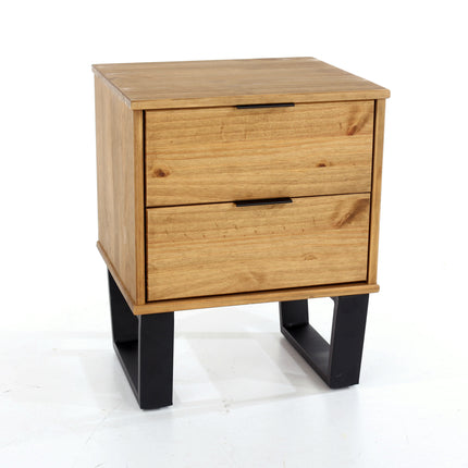 Modern Living - Industrial Look 2 Drawer Bedside Cabinet