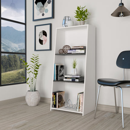Modern Living - Low Bookcase with 3 Shelves - White and Carbon