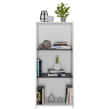 Modern Living - Low Bookcase with 3 Shelves - White and Carbon