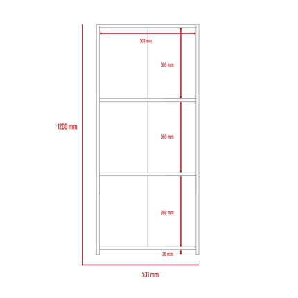Modern Living - Low Bookcase with 3 Shelves - White and Carbon