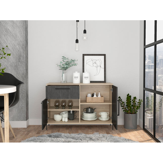 Modern Living - Small Sideboard - Washed Oak & Carbon - Grey