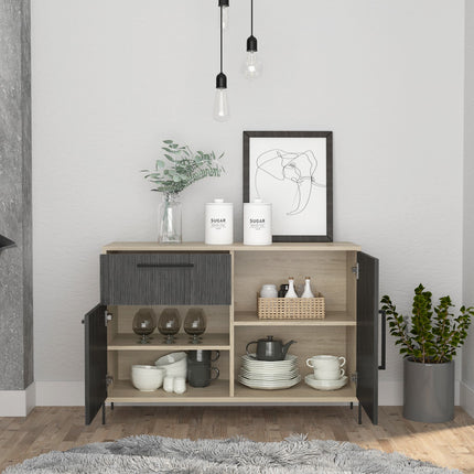 Modern Living - Small Sideboard - Washed Oak & Carbon - Grey