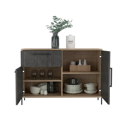 Modern Living - Small Sideboard - Washed Oak & Carbon - Grey