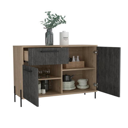 Modern Living - Small Sideboard - Washed Oak & Carbon - Grey