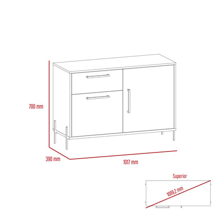 Modern Living - Small Sideboard - Washed Oak & Carbon - Grey