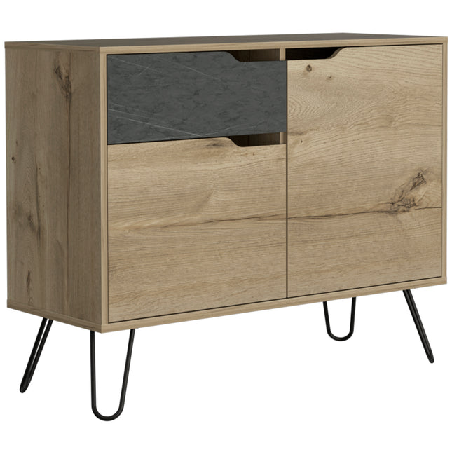 Modern Living - Stylish Sideboard - Bleached Pine & - Grey Stone