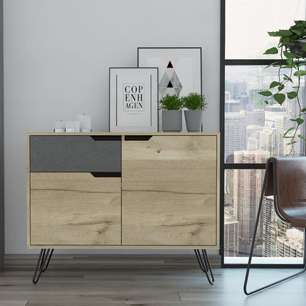 Modern Living - Stylish Sideboard - Bleached Pine & - Grey Stone