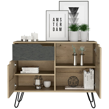 Modern Living - Stylish Sideboard - Bleached Pine & - Grey Stone