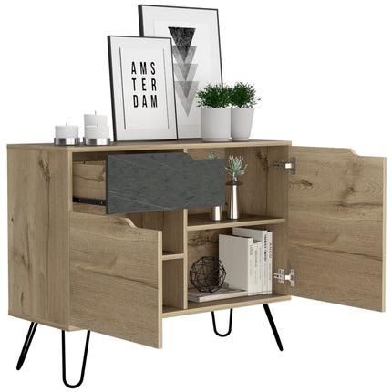 Modern Living - Stylish Sideboard - Bleached Pine & - Grey Stone