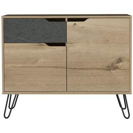 Modern Living - Stylish Sideboard - Bleached Pine & - Grey Stone