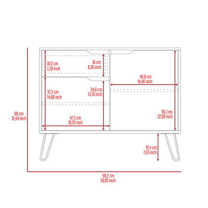 Modern Living - Stylish Sideboard - Bleached Pine & - Grey Stone