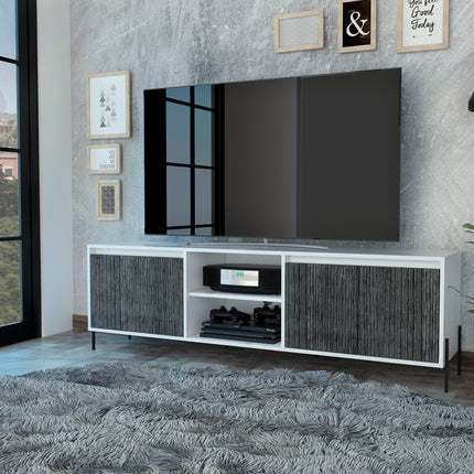 Modern Living - TV Unit - 4 Doors - White & Carbon