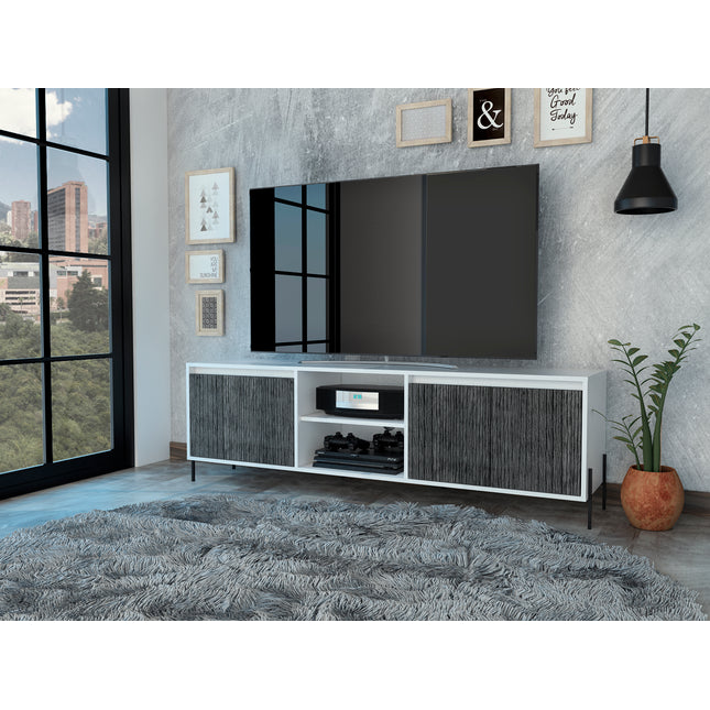Modern Living - TV Unit - 4 Doors - White & Carbon