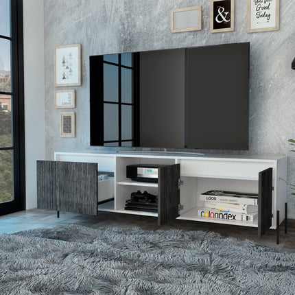 Modern Living - TV Unit - 4 Doors - White & Carbon