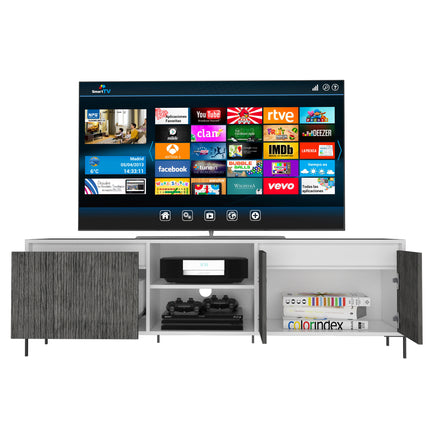 Modern Living - TV Unit - 4 Doors - White & Carbon
