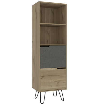 Modern Living - Tall Bookcase - Pine Effect & - Grey Stone